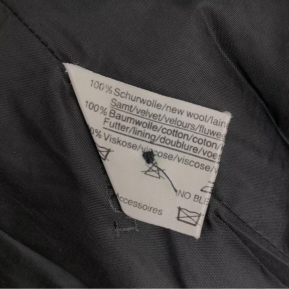 Louis Feraud Wool Gingham Plaid Velvet Trim Buttoned Blazer Jacket Black Ivory 4 - Picture 7 of 8